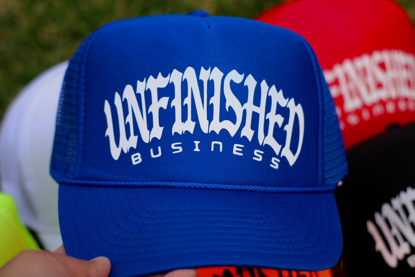 Unfinished Business Trucker Hat (Royal Blue)