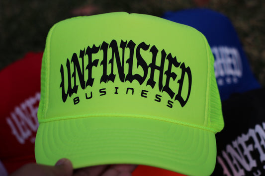 Unfinished Business Trucker Hat (Safety Green)