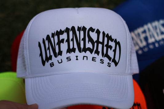 Unfinished Business Trucker Hat (White)