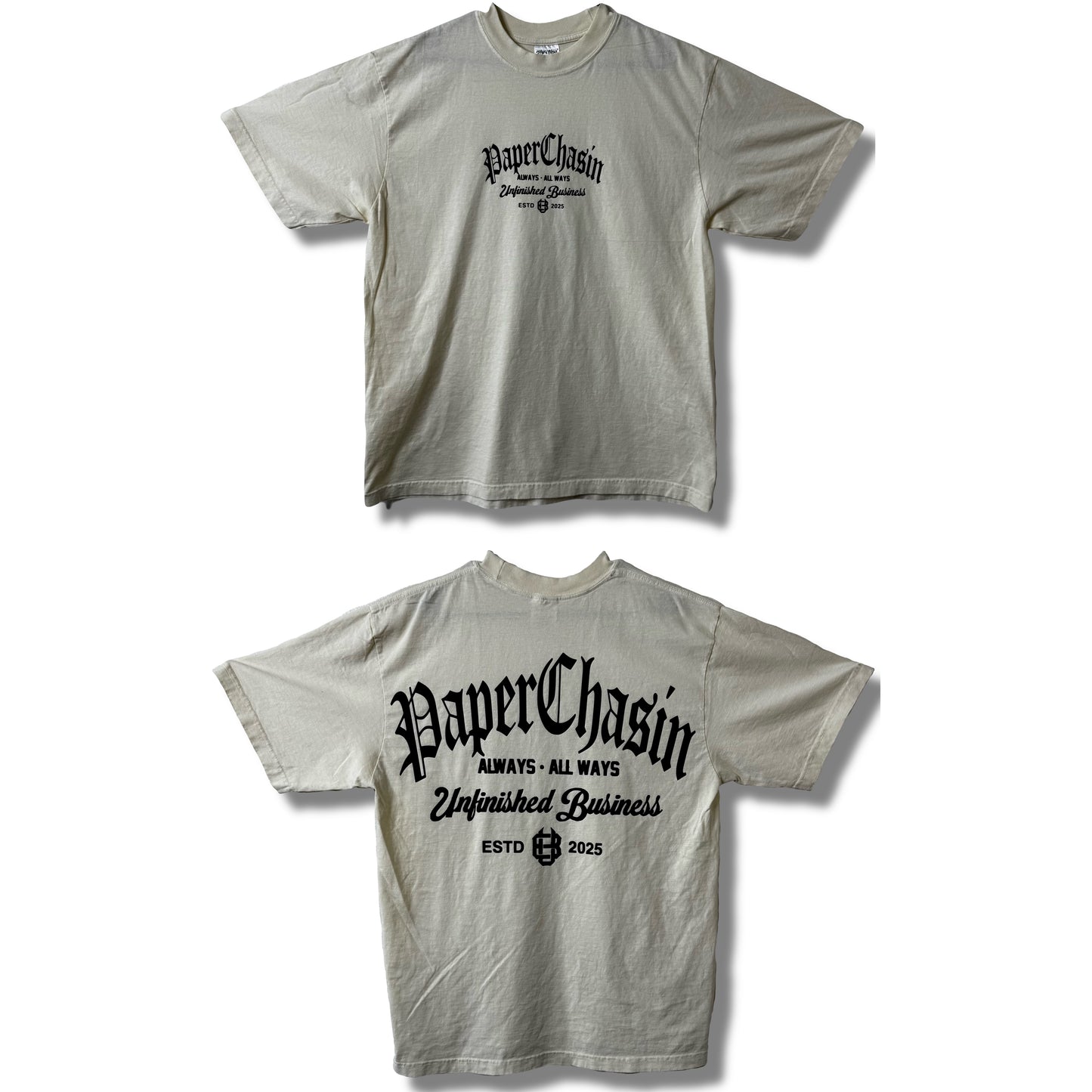 ꜱʜᴀᴋᴀ ᴡᴇᴀʀ x ᴜʙʜᴀᴡᴀɪɪ | Paper Chasin T-Shirt (Off White/Black)